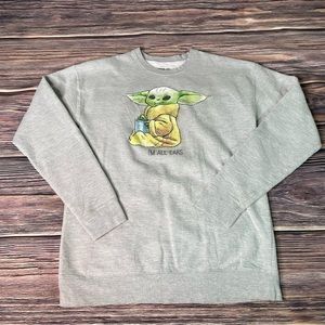 Baby Yoda Sweatshirt Star Wars “I’m All Ears” Gray Unisex Adult Size Medium